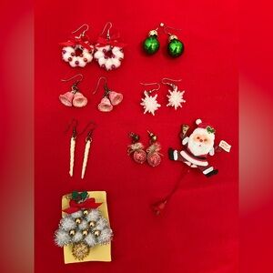 Festive pierced Christmas Earrings and pins